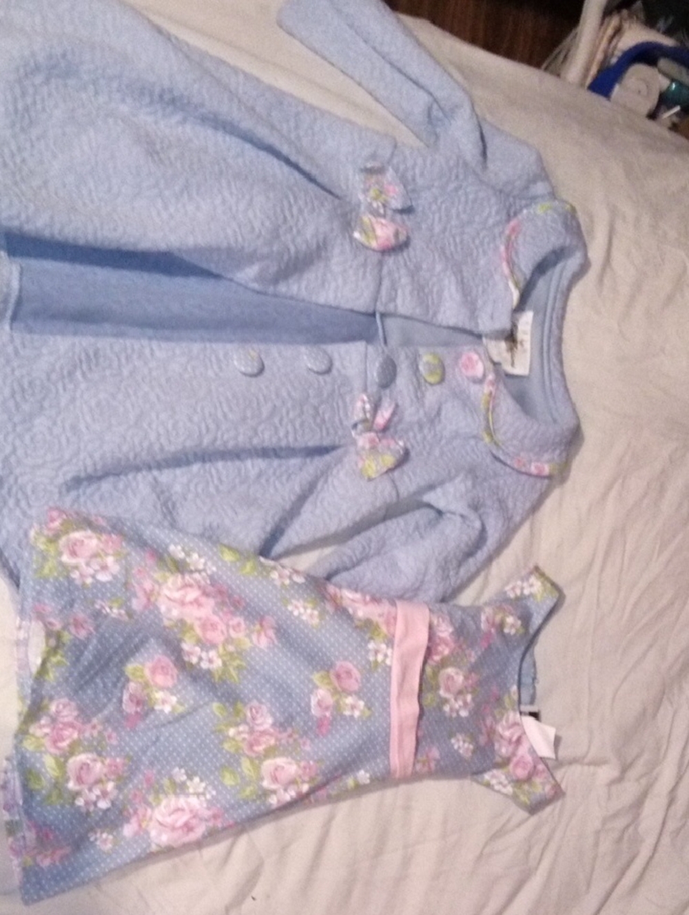 Rare Editions Light Blue Floral Girls Matching Set